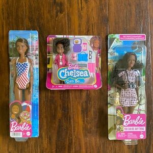3 NWT Diverse Barbie 3 Doll Bundle| Photographer | Boss | Beach Babe